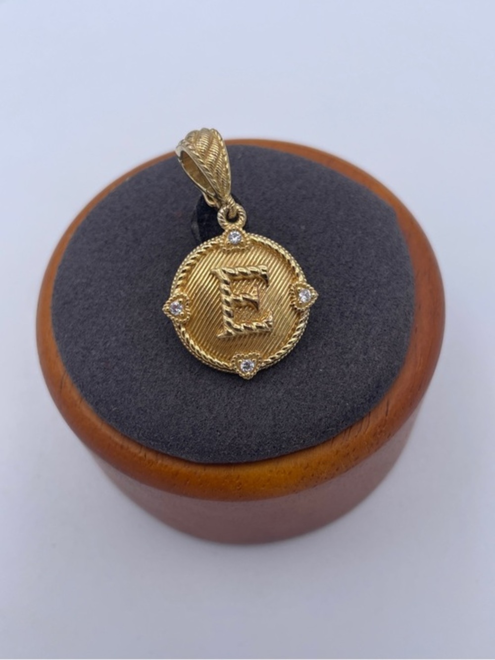 Judith Ripka Initial “E” Enhancer Pendant 14K Gold Clad 925 Sterling Silver CZ